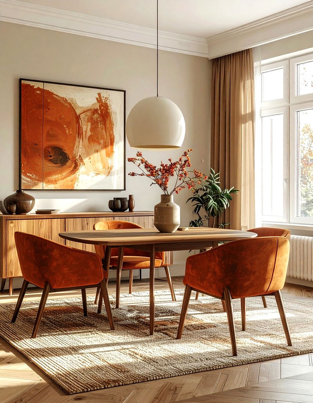 Earth tone color palette - 30 mid-century modern dining room ideas
