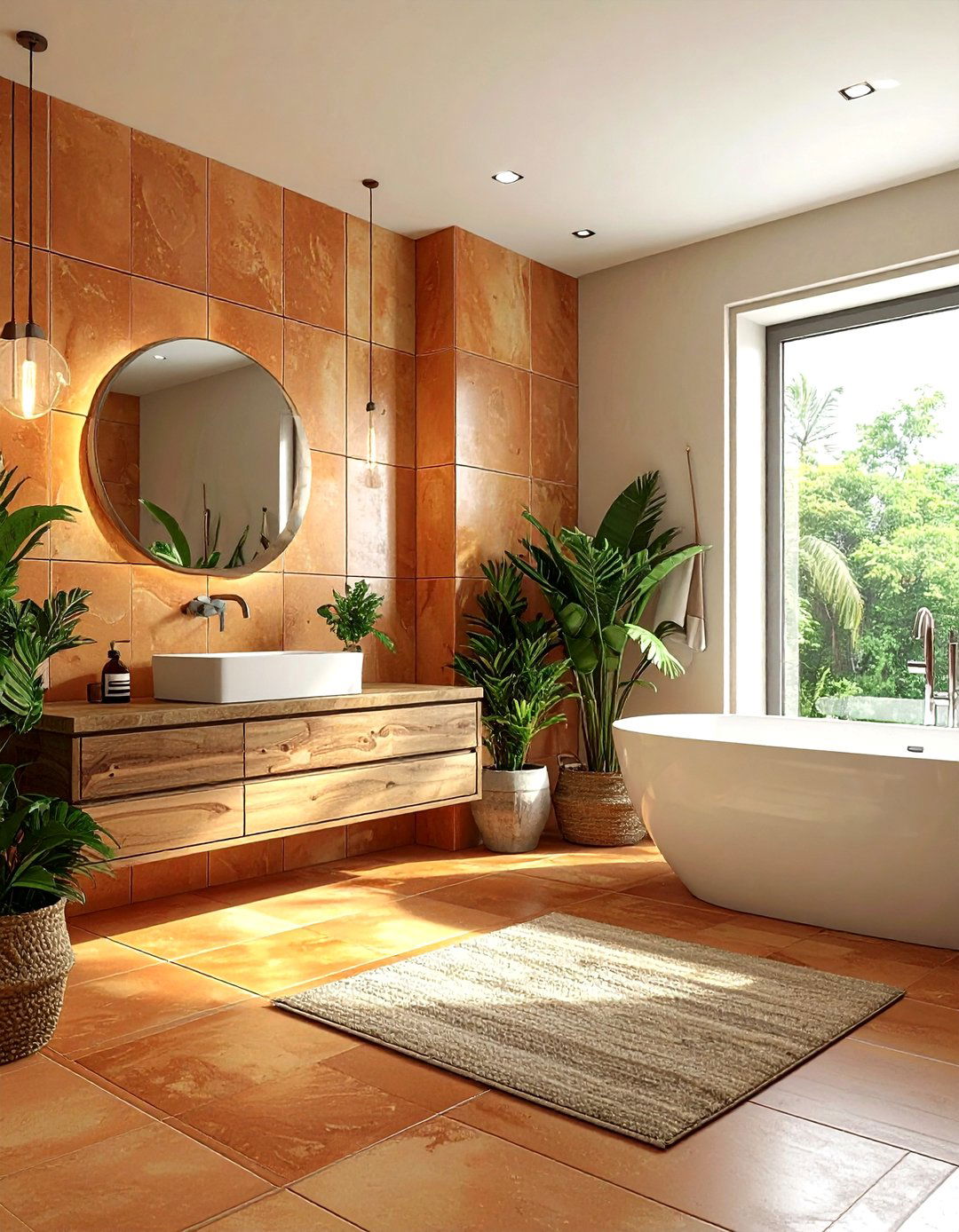 Earth tone oversized tile bathroom - 30 oversized tile bathroom ideas