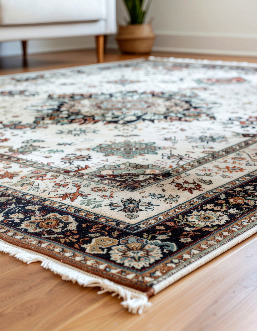 Earth tone rug - 30 rust living room ideas