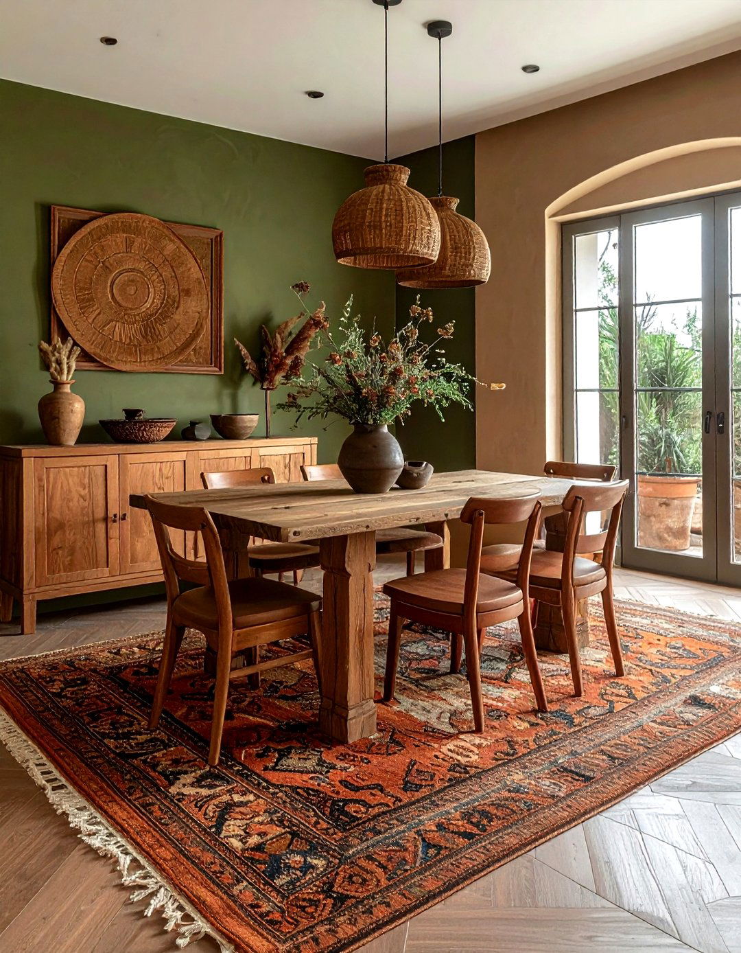 Earth tone vintage rug dining room - 30 vintage rug dining room ideas