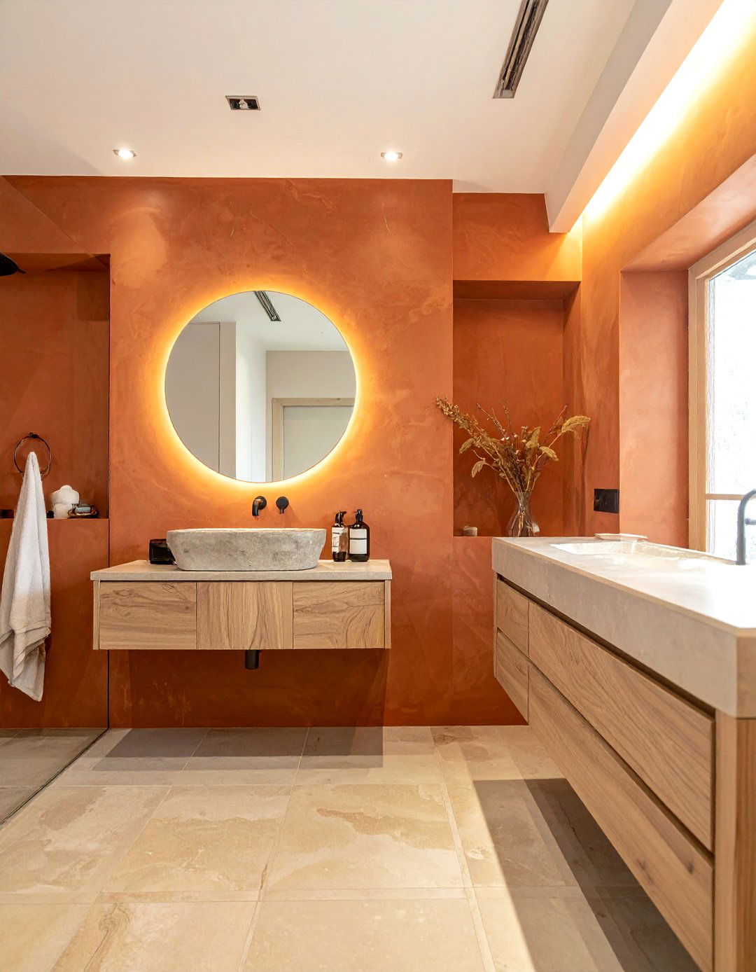 Earth tone walls - 30 calming bathroom ideas