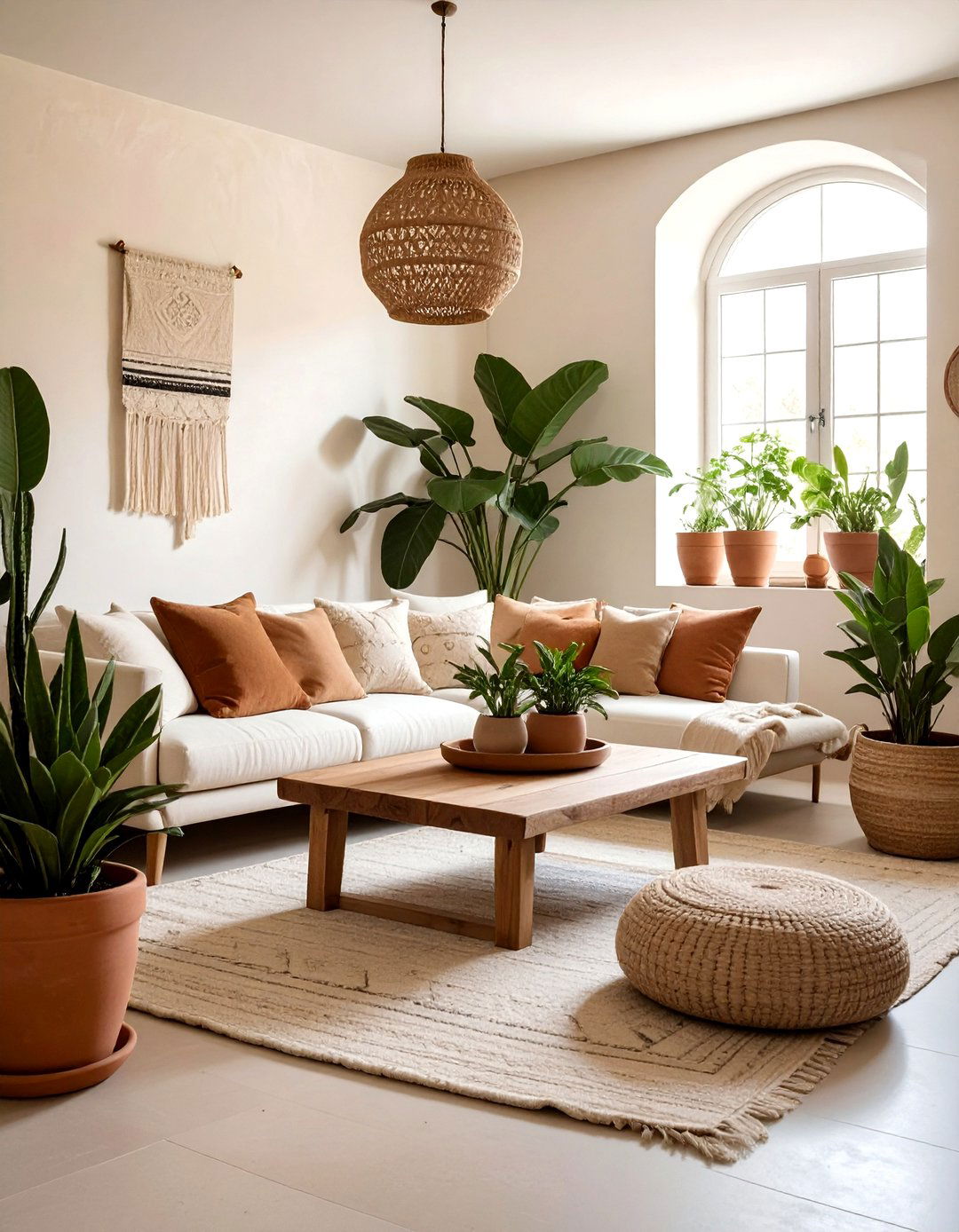 Earthy Boho Cream Living Room - 30 bohemian cream living room ideas