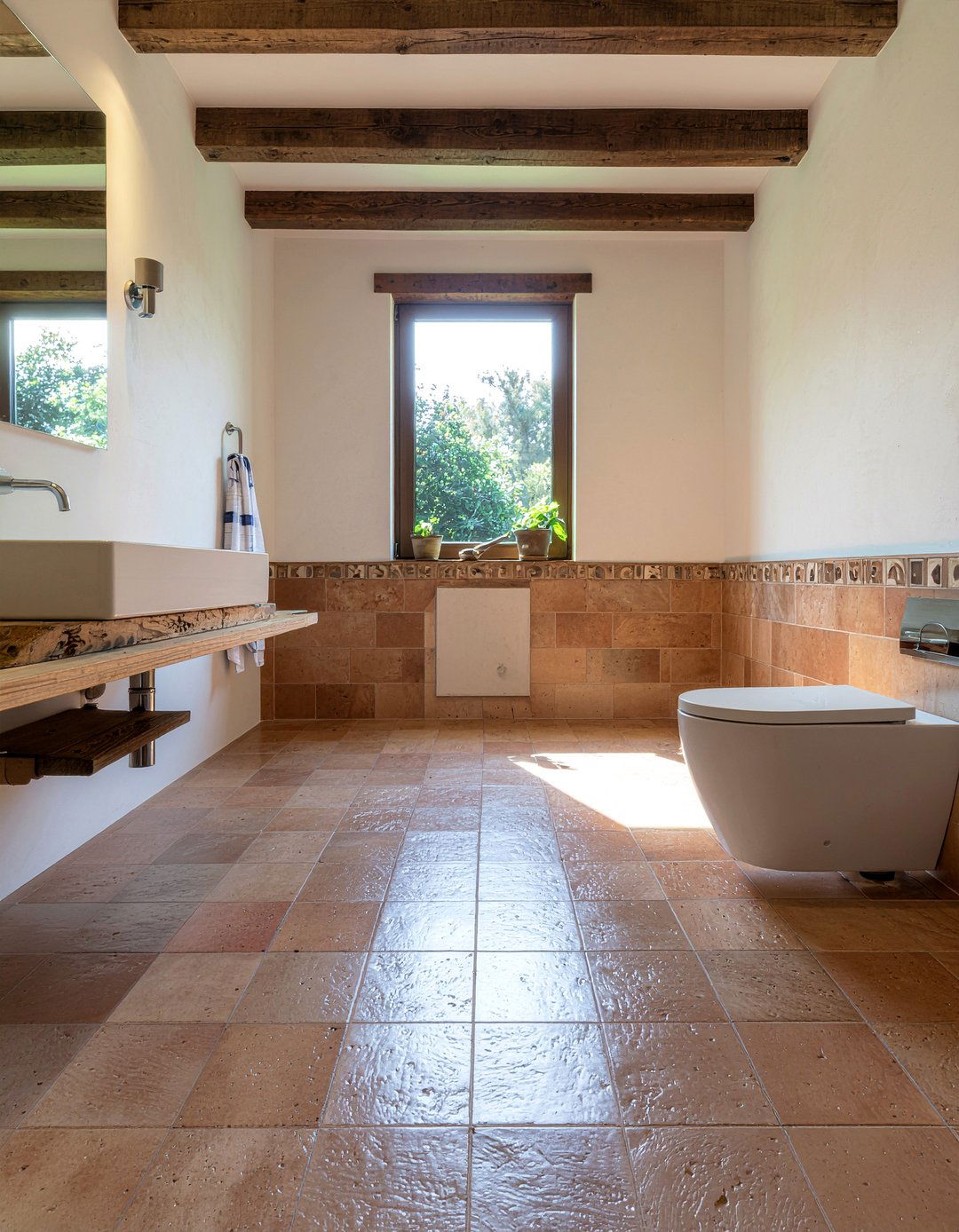 Earthy Clay Tile - 30 rust bathroom ideas