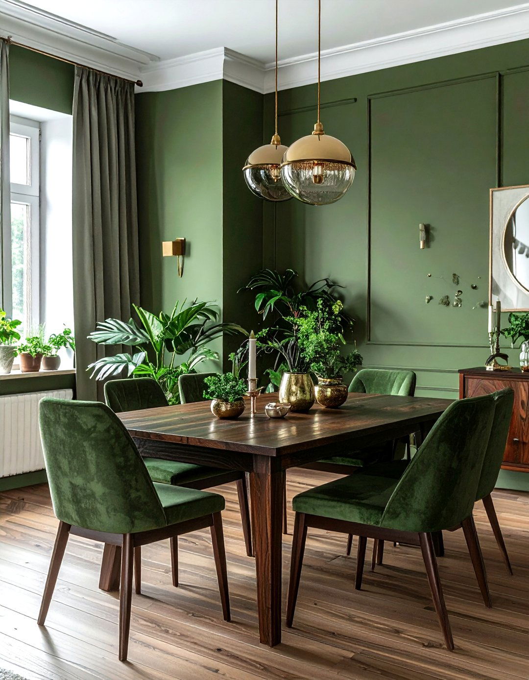 Earthy Green Dining Room - 30 serene dining room ideas