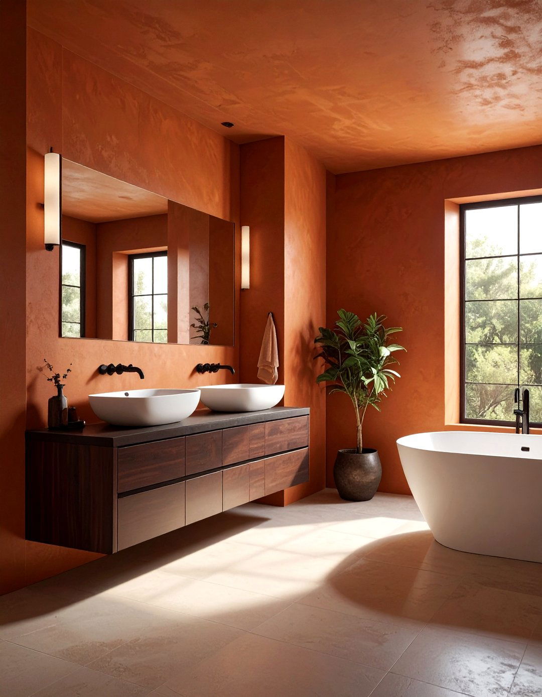 Earthy Terracotta Bathroom - 30 warm tone bathroom ideas