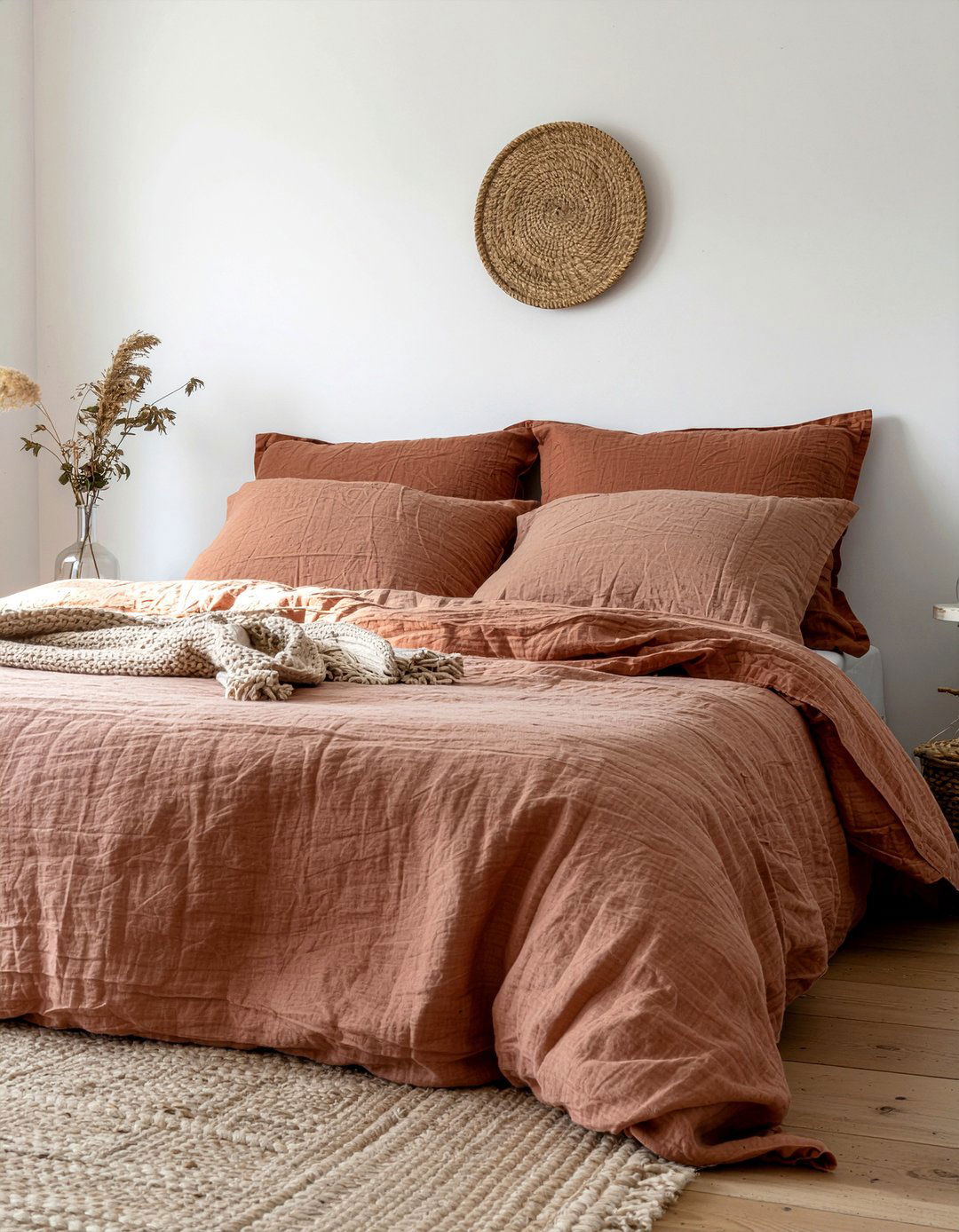 Earthy Terracotta Linen Sheets - 30 terracotta bedroom ideas