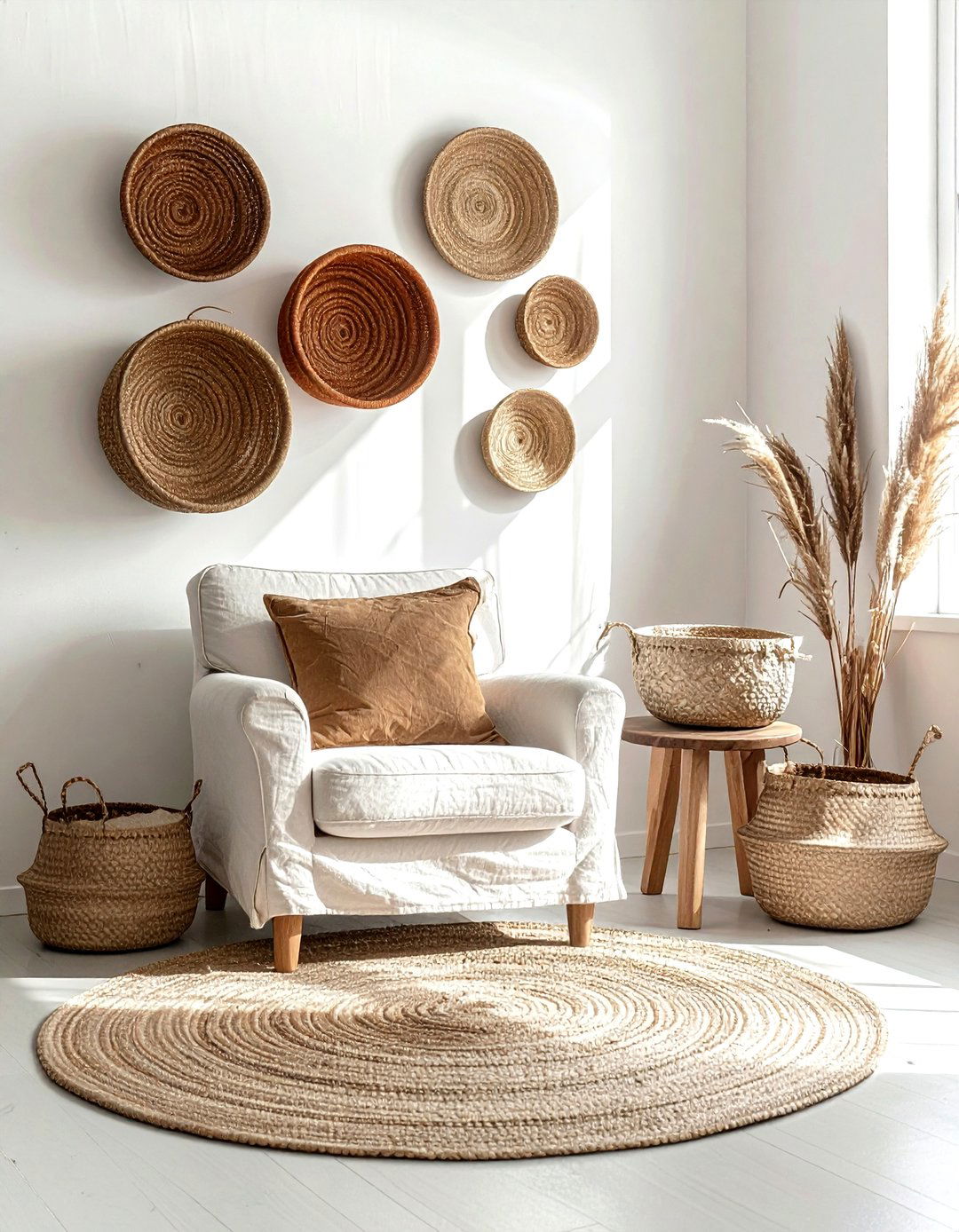 Earthy Tone Wall Baskets - 30 basket wall decor ideas