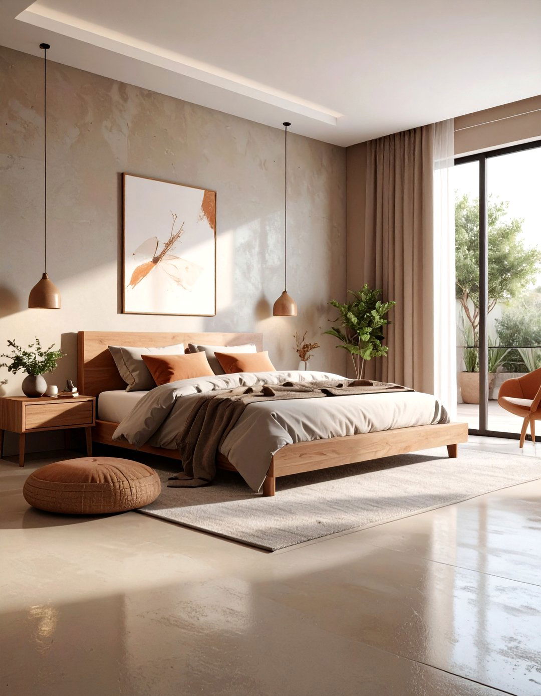 Earthy Tones Concrete - 30 polished concrete bedroom ideas