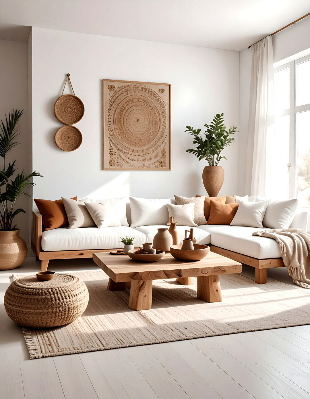 Earthy White Boho Living Room - 30 bohemian white living room ideas