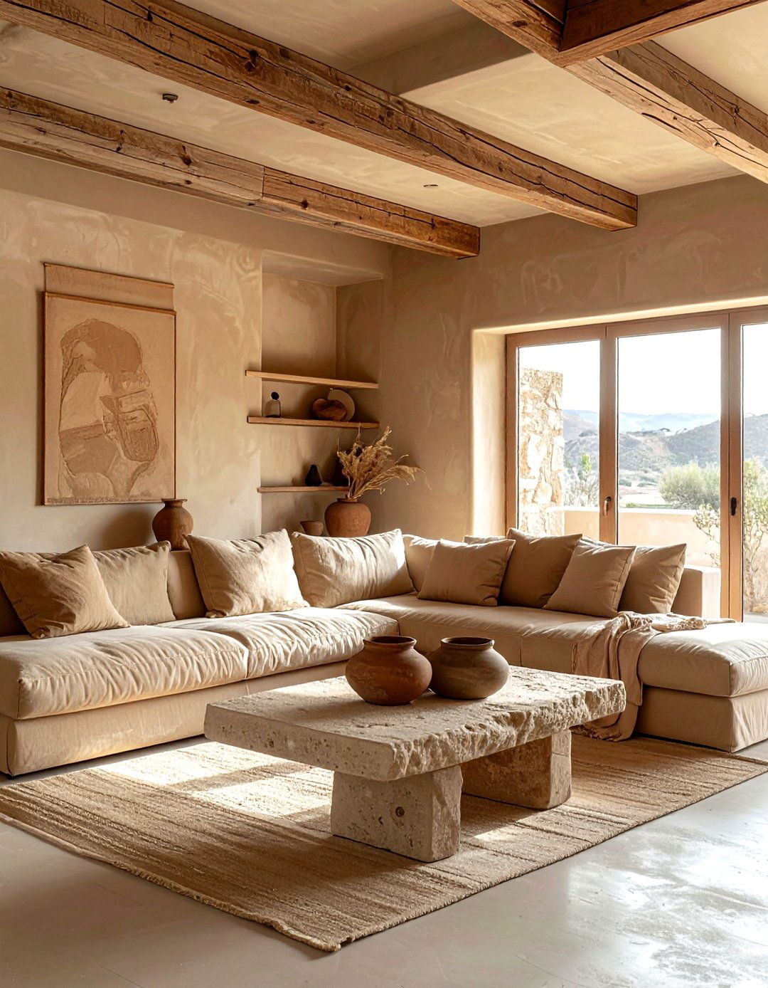 Earthy clay living room - 30 orange living room decor ideas
