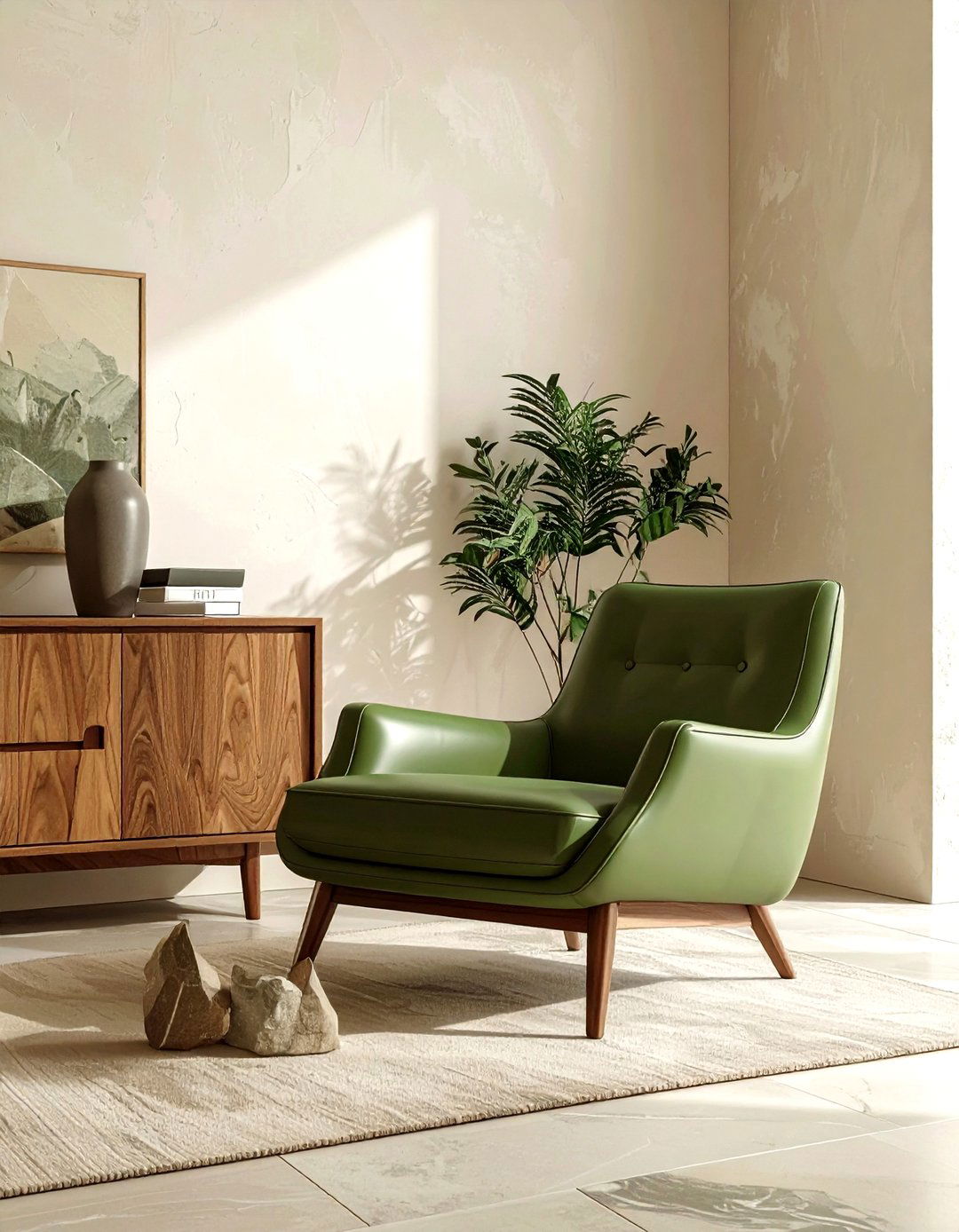 Earthy green furniture - 30 minimalist green living room ideas