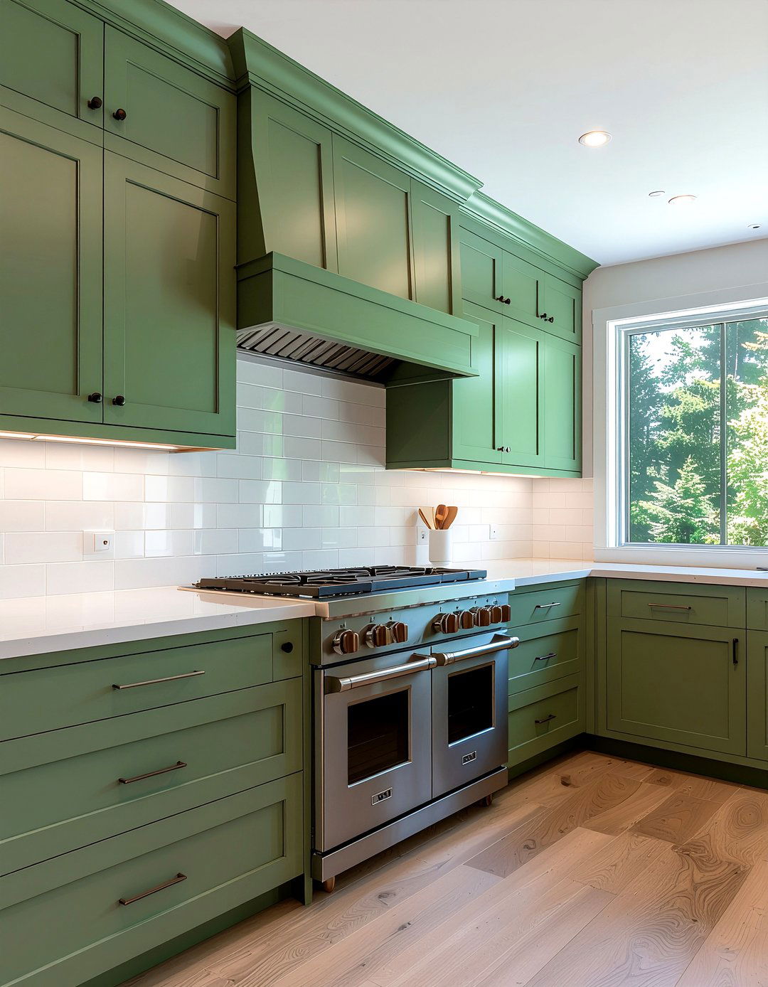 Earthy green kitchen cabinets - 30 mountain kitchen ideas