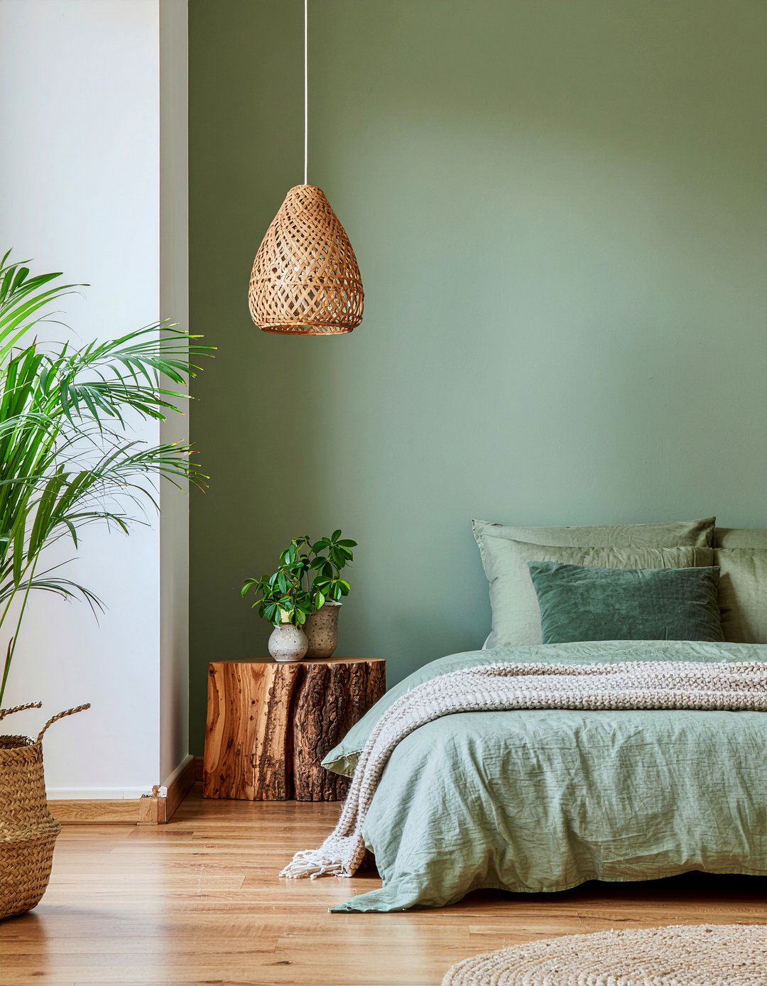 Earthy green walls - 30 bedroom green walls