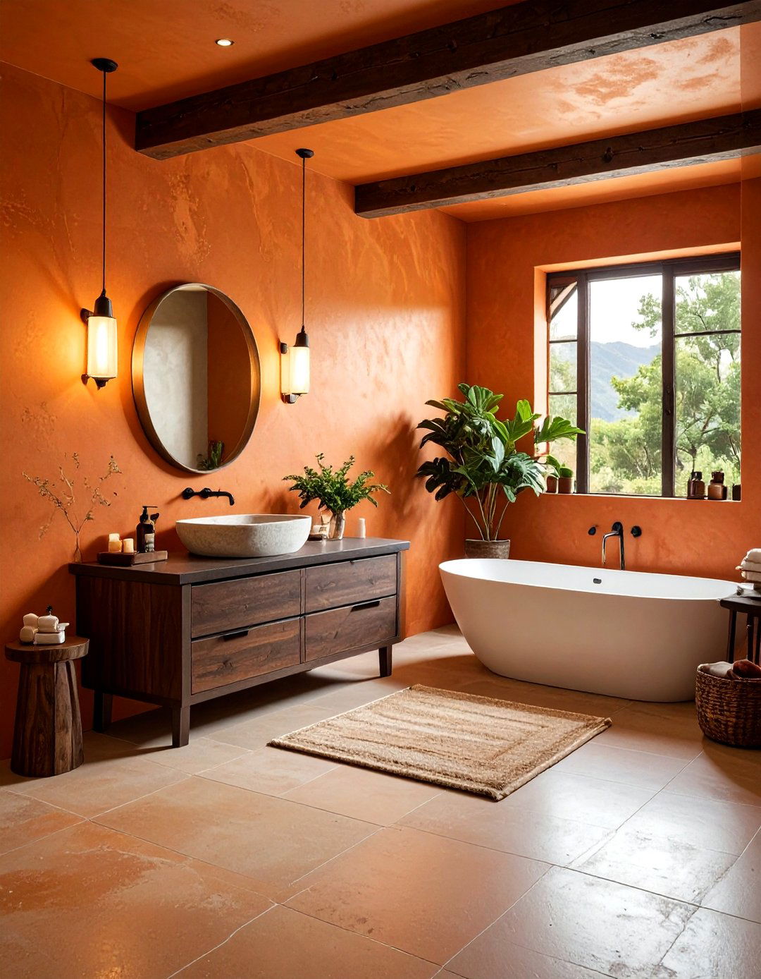 Earthy orange bathroom style - 30 orange bathroom decor ideas