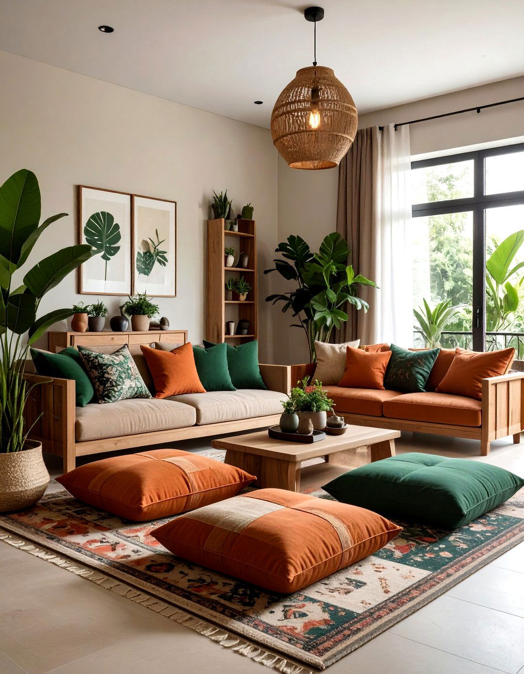 Earthy patchwork tone living room - 30 patchwork living room ideas