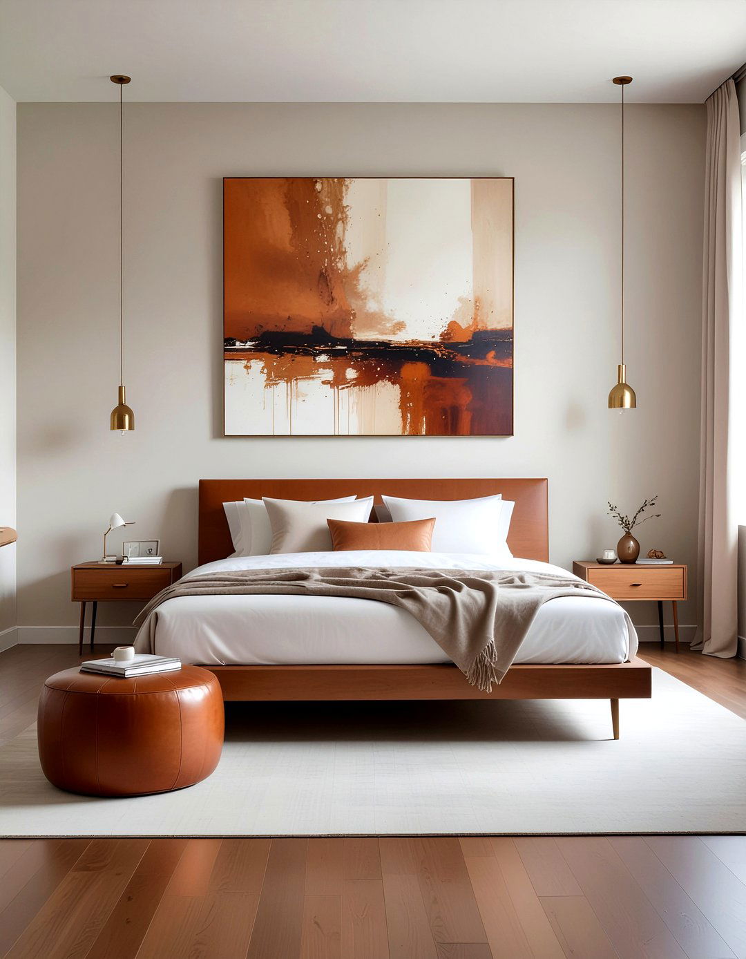 Earthy rust wall art - 30 rust bedroom ideas