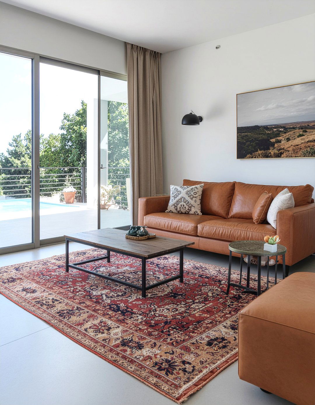 Earthy terracotta rug living room - 30 living room area rugs