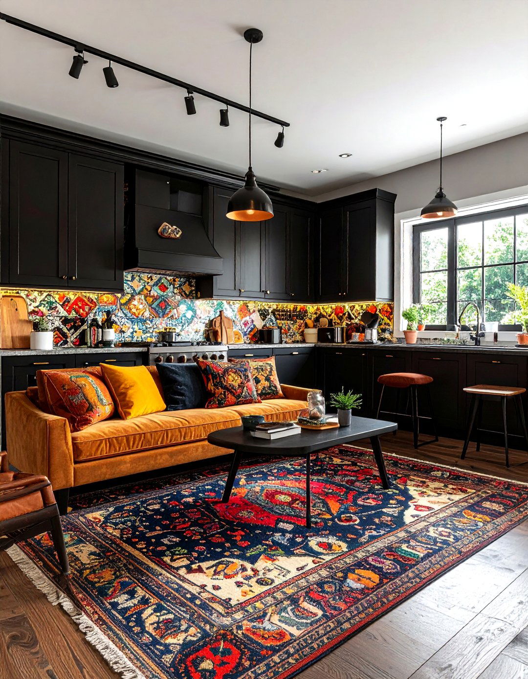 Eclectic Black Kitchen - 30 black kitchen furniture ideas