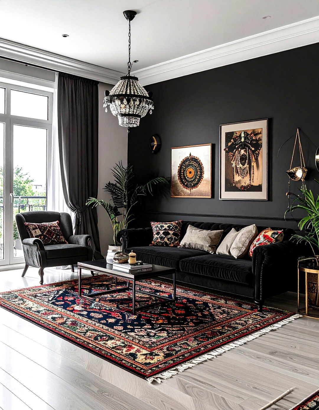 Eclectic Black Living Room - 30 living room black walls