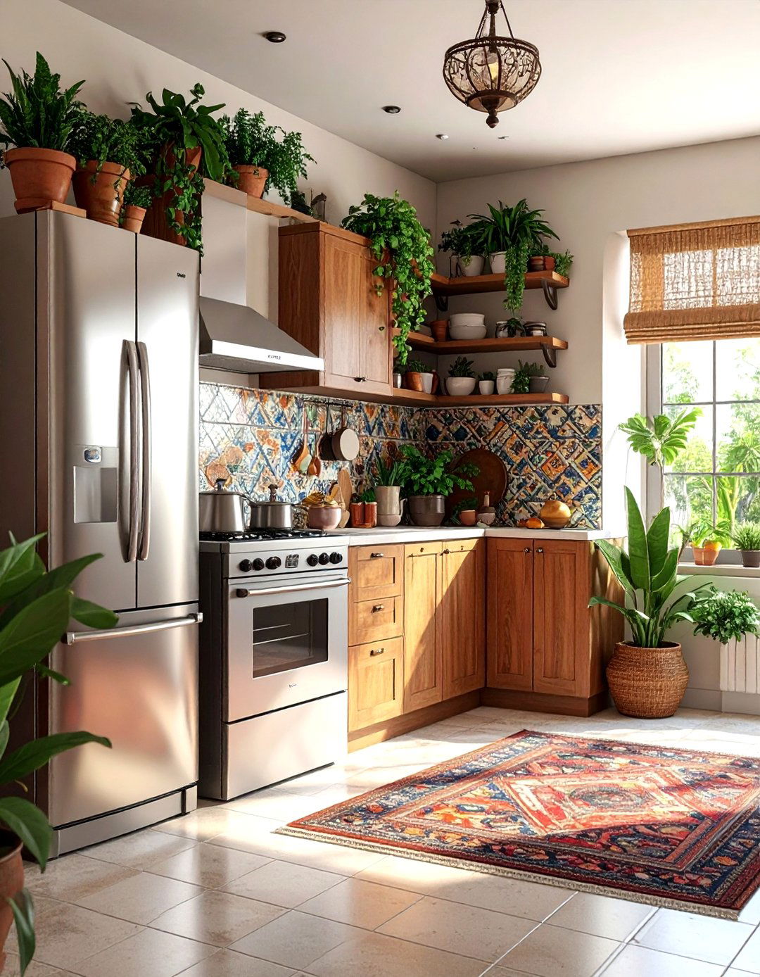 Eclectic Boho Kitchen - 30 counter depth refrigerator kitchen ideas