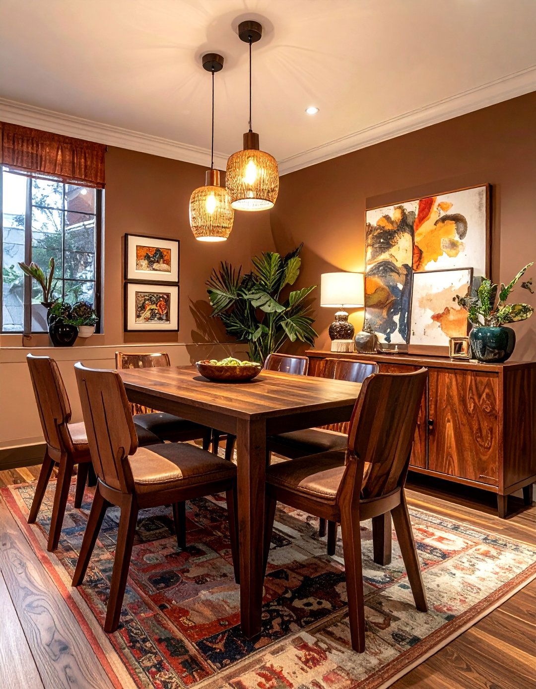 Eclectic Brown Dining Room - 30 warm brown dining room ideas