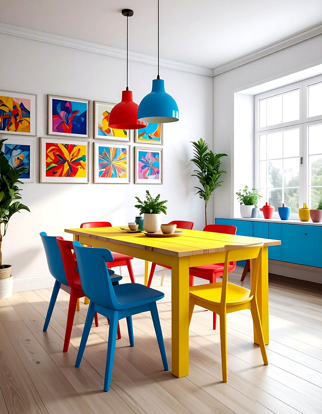 Eclectic Colorful Dining Corner - 30 corner dining area ideas