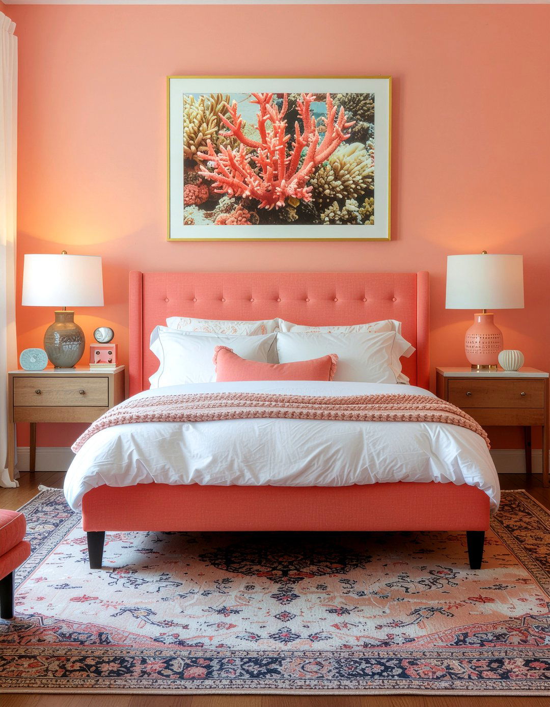 Eclectic Coral Bedroom - 30 coral bedroom ideas