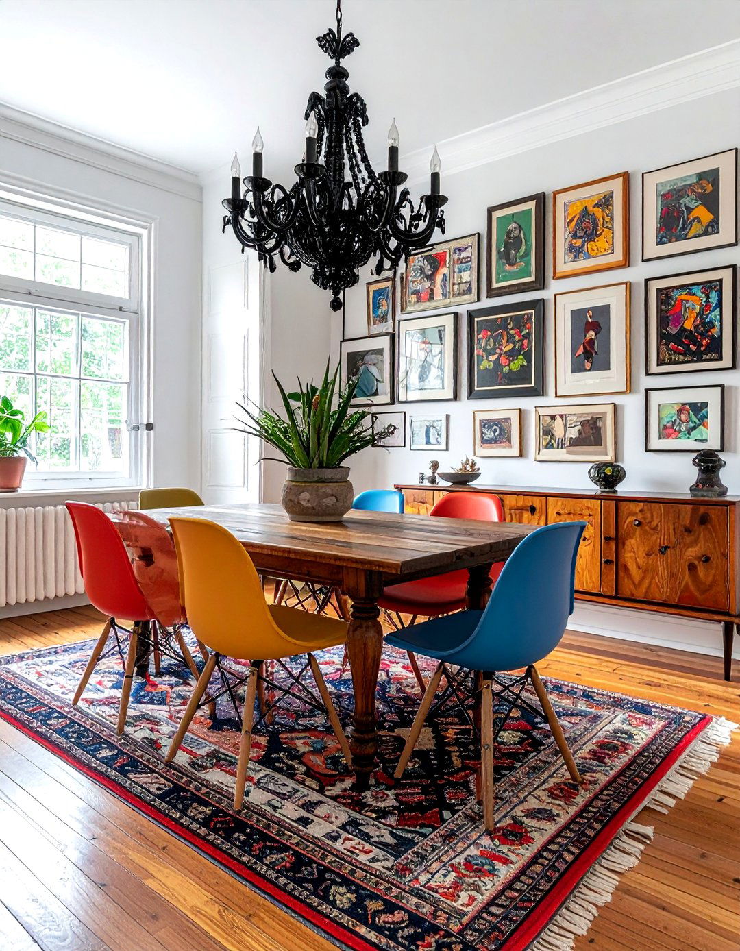 Eclectic Dining Room - 30 black chandelier dining room ideas