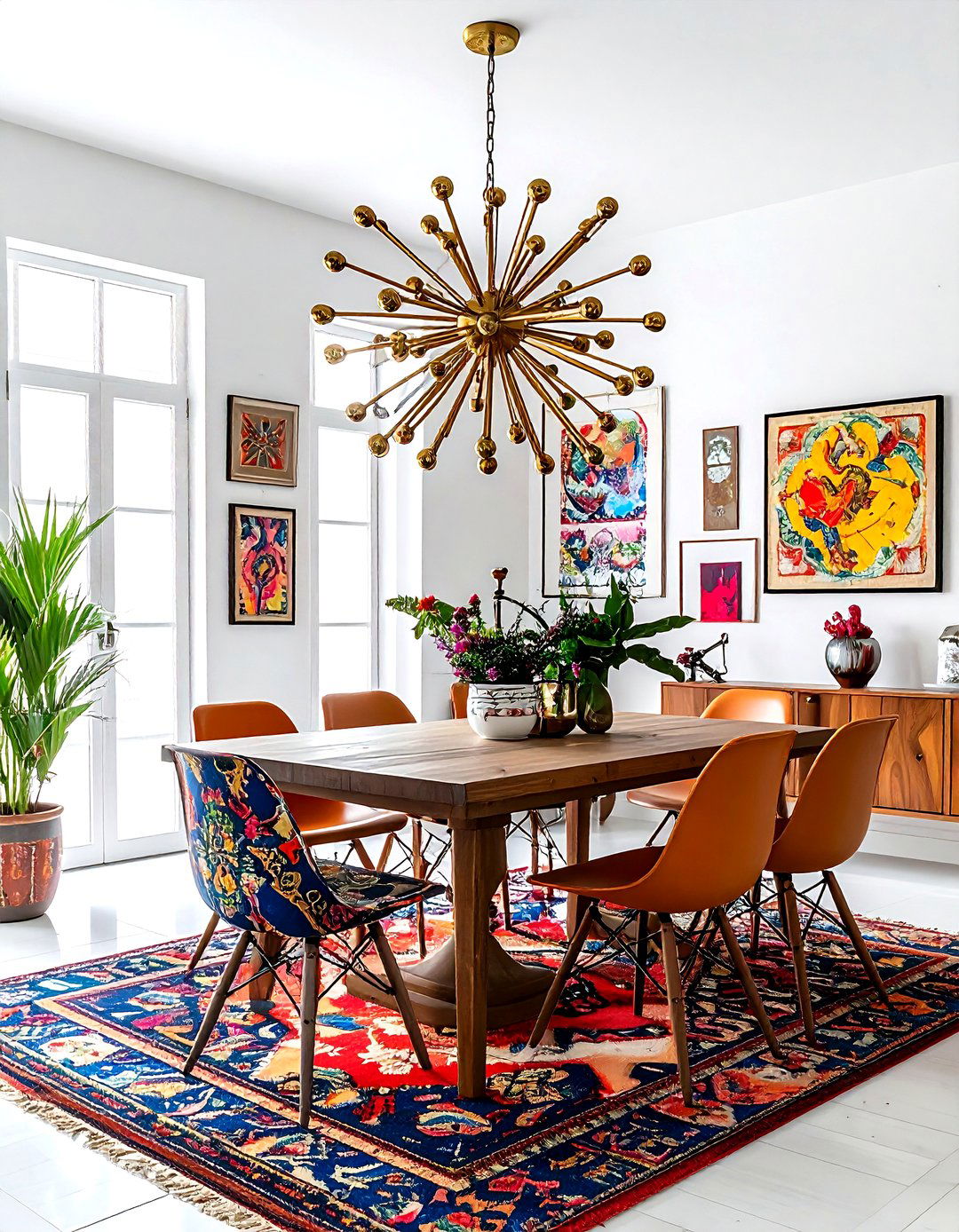 Eclectic Dining Room - 30 sputnik chandelier dining room ideas