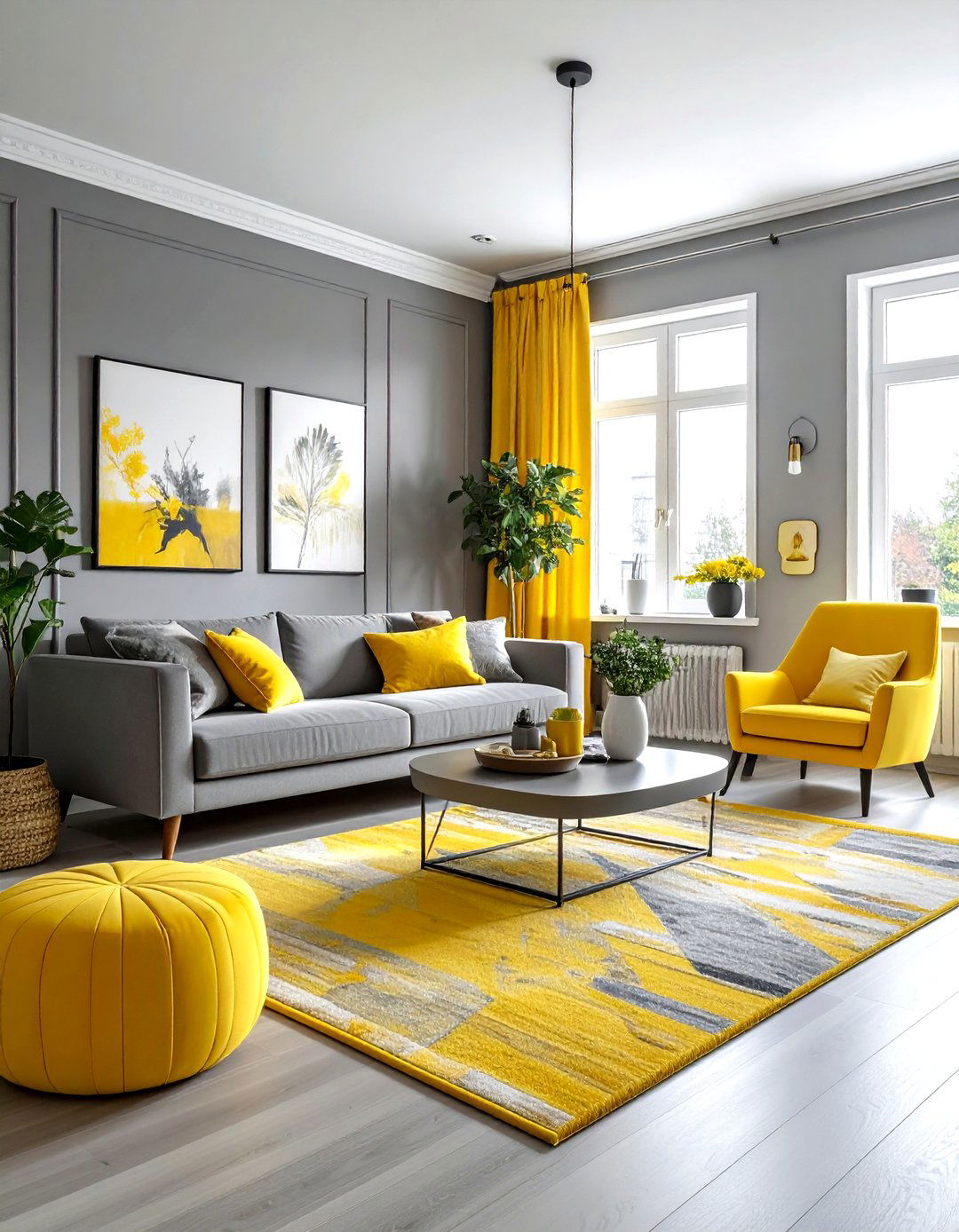 Eclectic Gray And Yellow Living Room - 30 gray yellow living room ideas