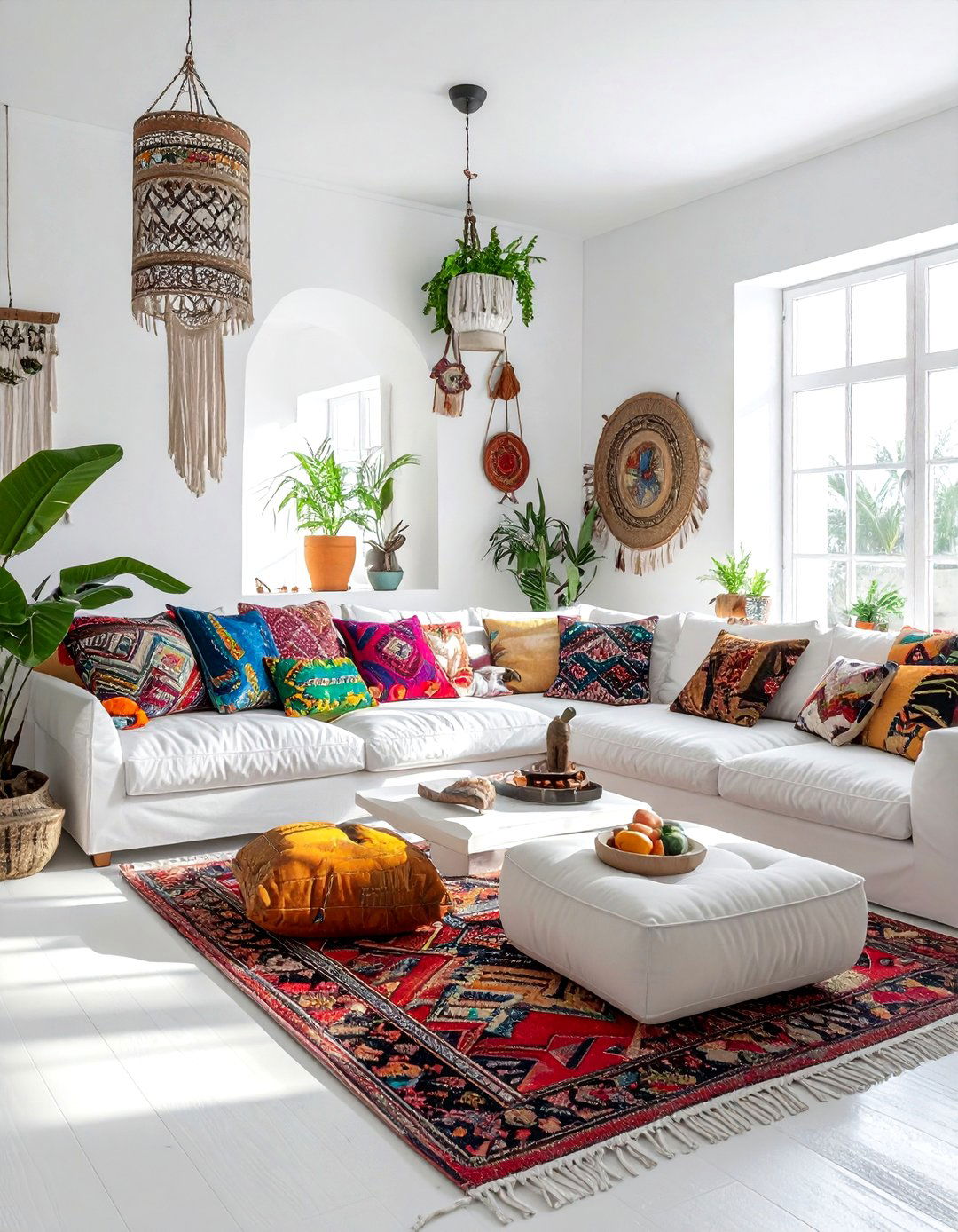 Eclectic White Bohemian Living Room - 30 bohemian white living room ideas