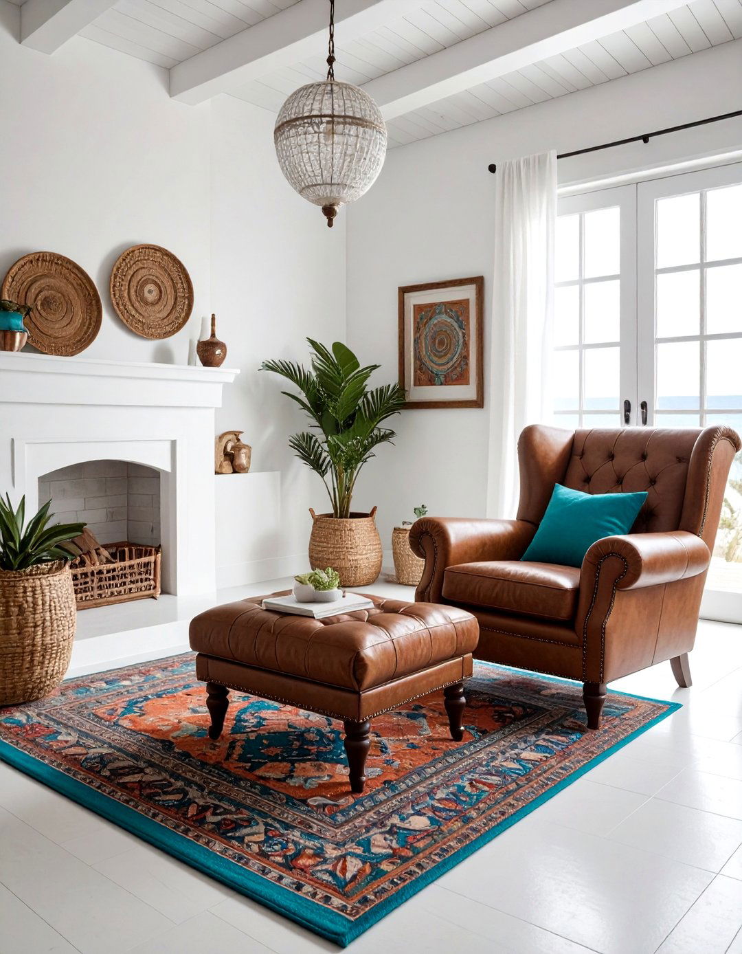 Eclectic White Coastal Living Room - 30 coastal white living room ideas