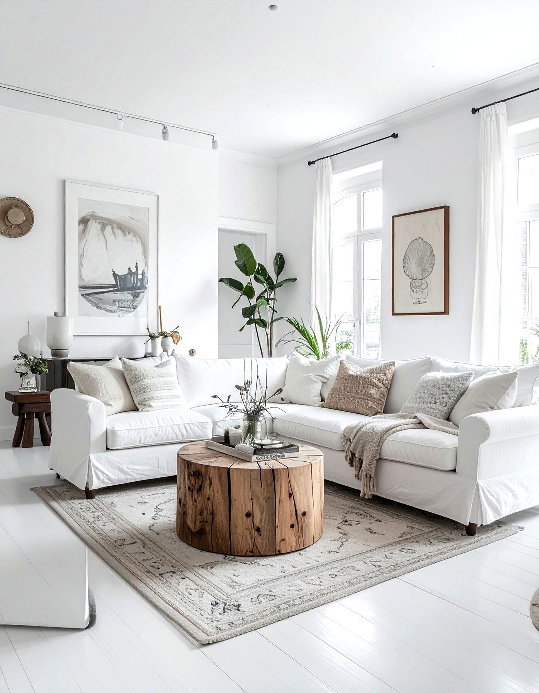 Eclectic White Living Room - 30 white living room decor ideas