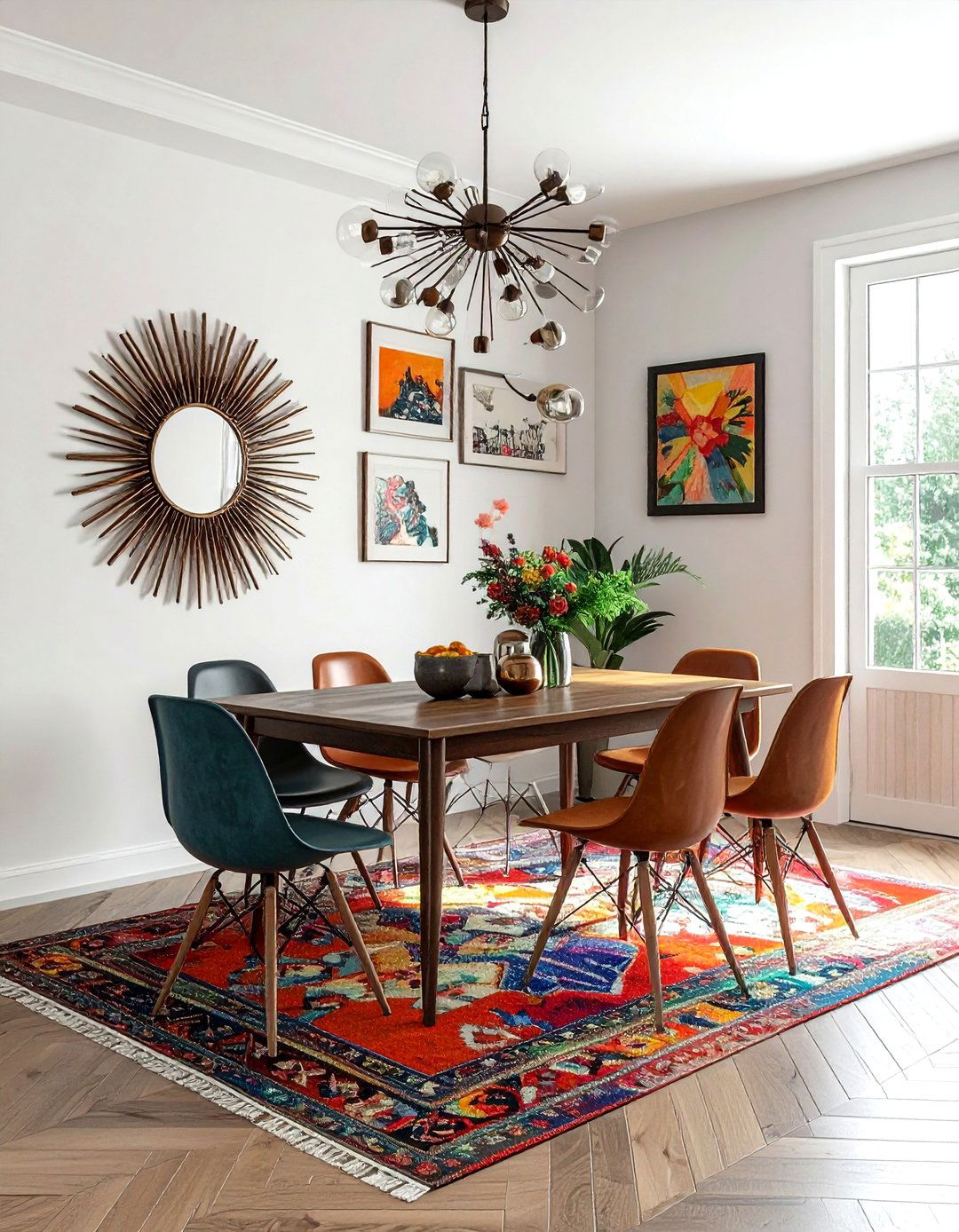 Eclectic dining room mirror wall - 30 sunburst mirror dining room ideas