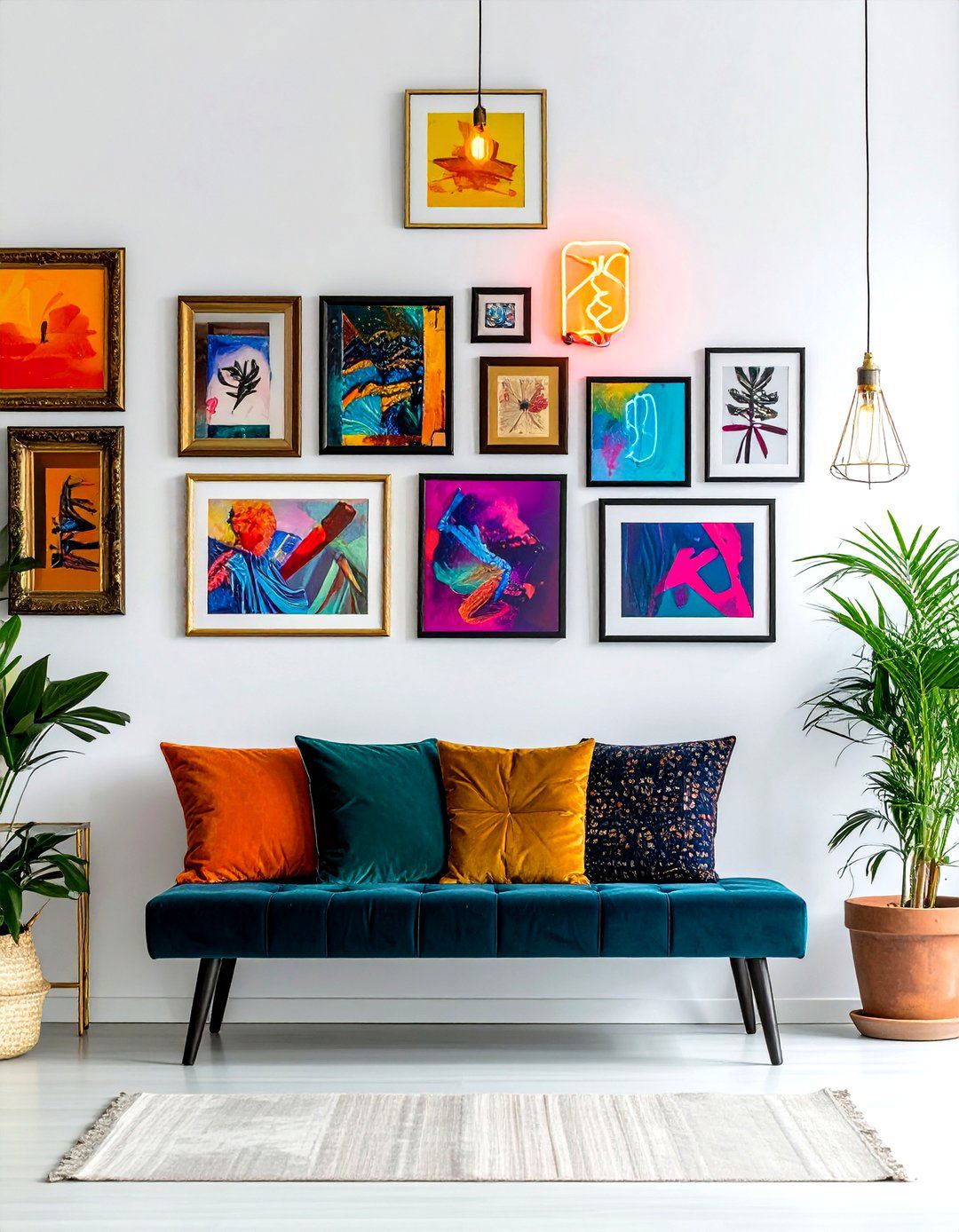Eclectic gallery wall - 30 colorful home decor ideas