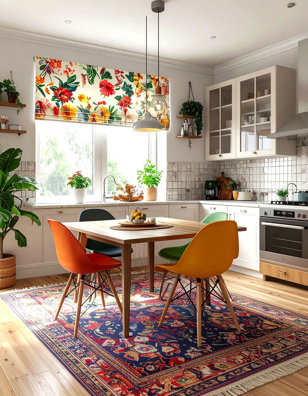 Eclectic kitchen floral blinds - 30 kitchen blinds ideas