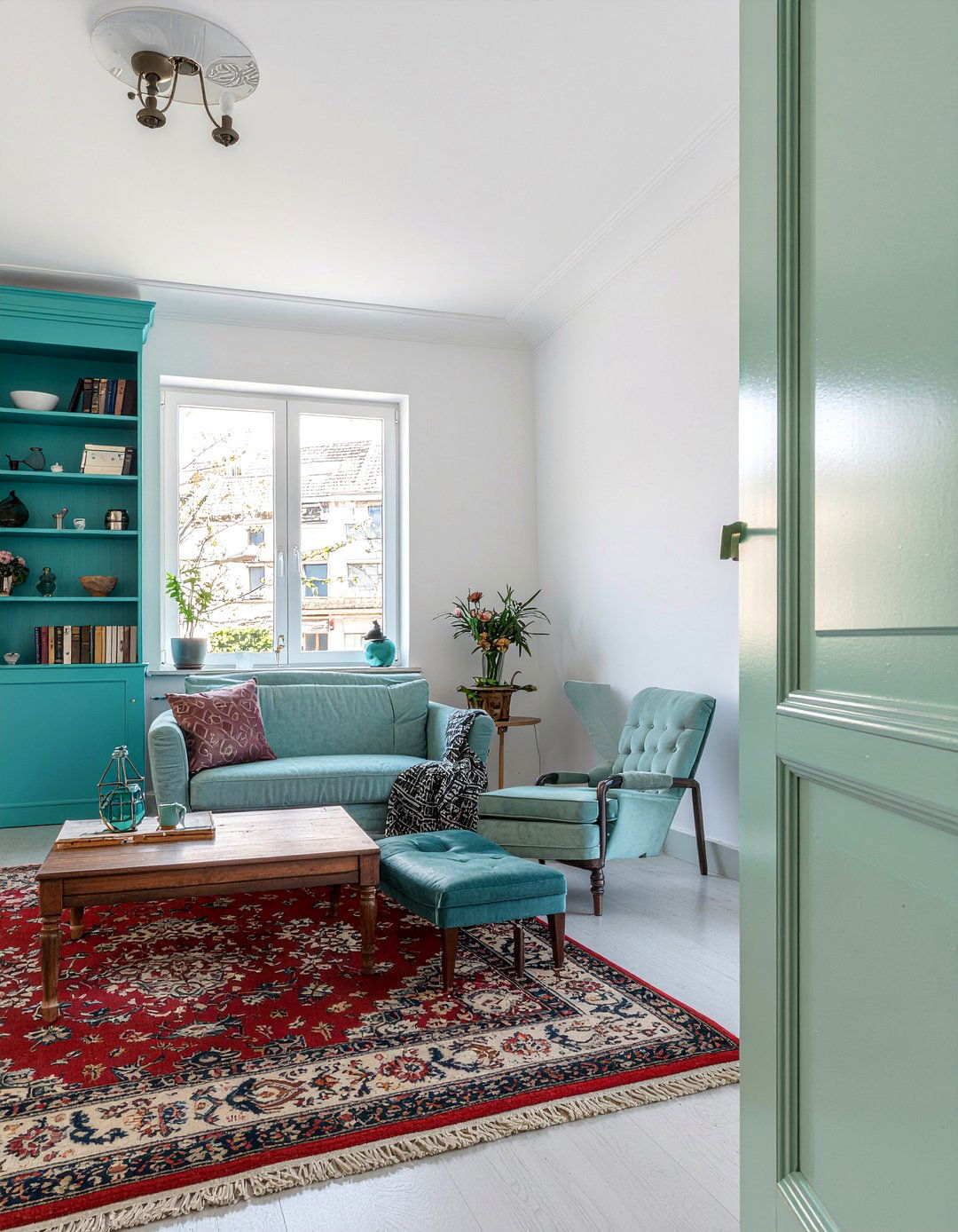 Eclectic turquoise living room - 30 turquoise living room ideas