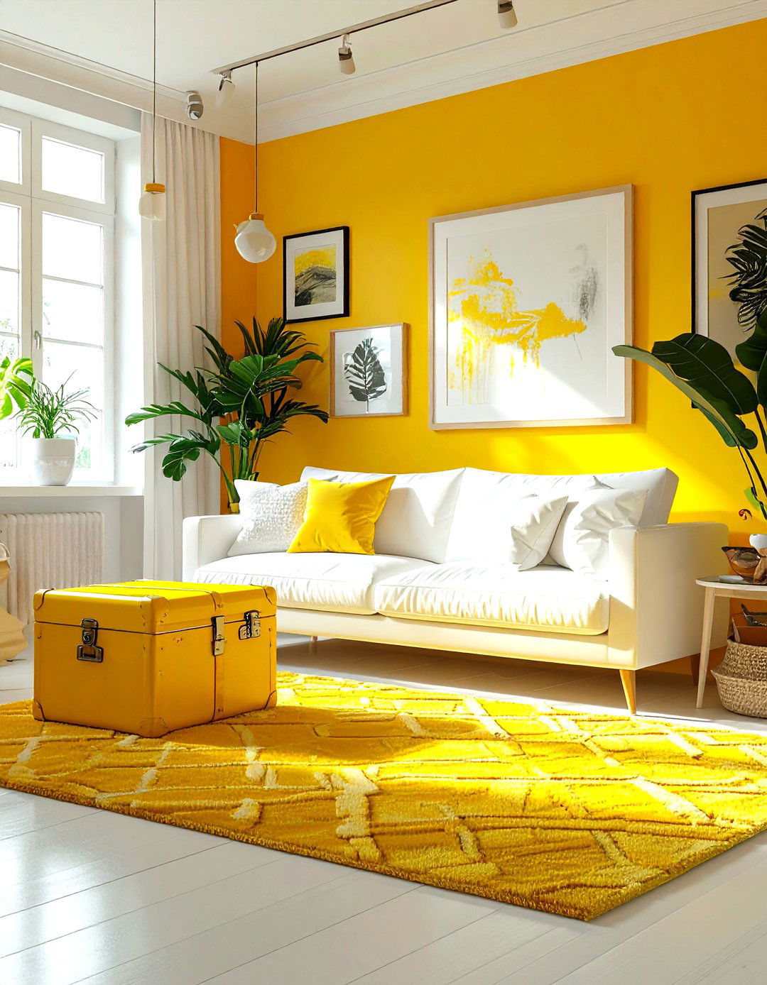 Eclectic yellow living room - 30 yellow and white living room ideas