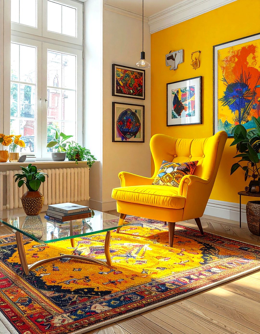 Eclectic yellow living room - 30 yellow living room ideas