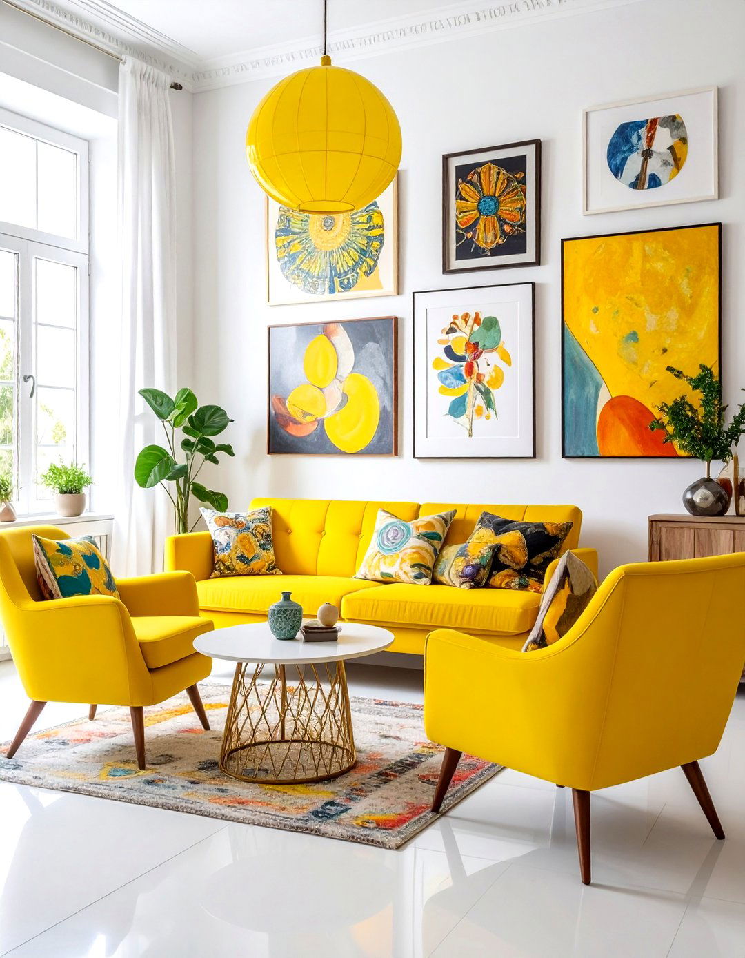Eclectic yellow living room - 30 bright yellow living room ideas