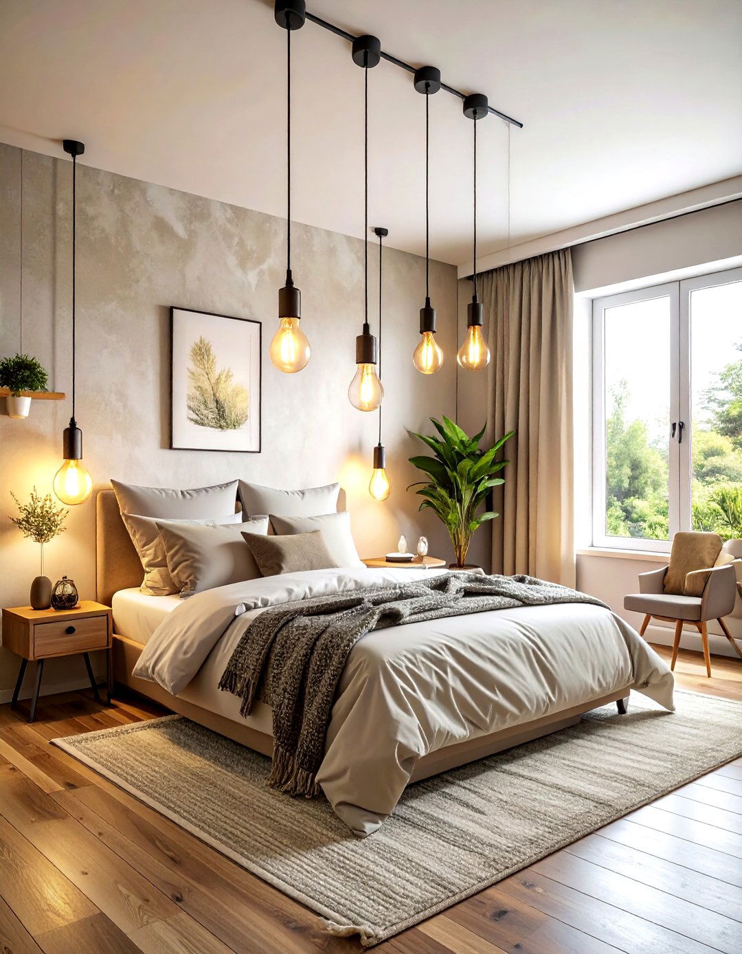 Edison Bulb Cream Lighting - 30 industrial cream bedroom ideas
