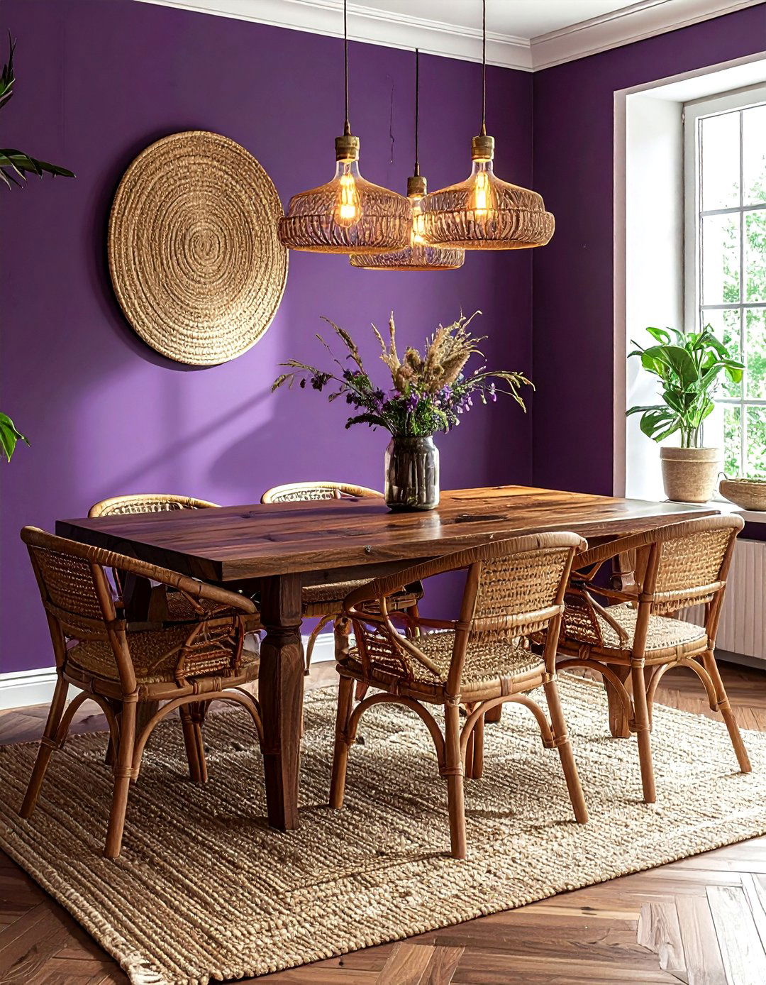 Eggplant and wood dining room - 30 purple dining room color schemes