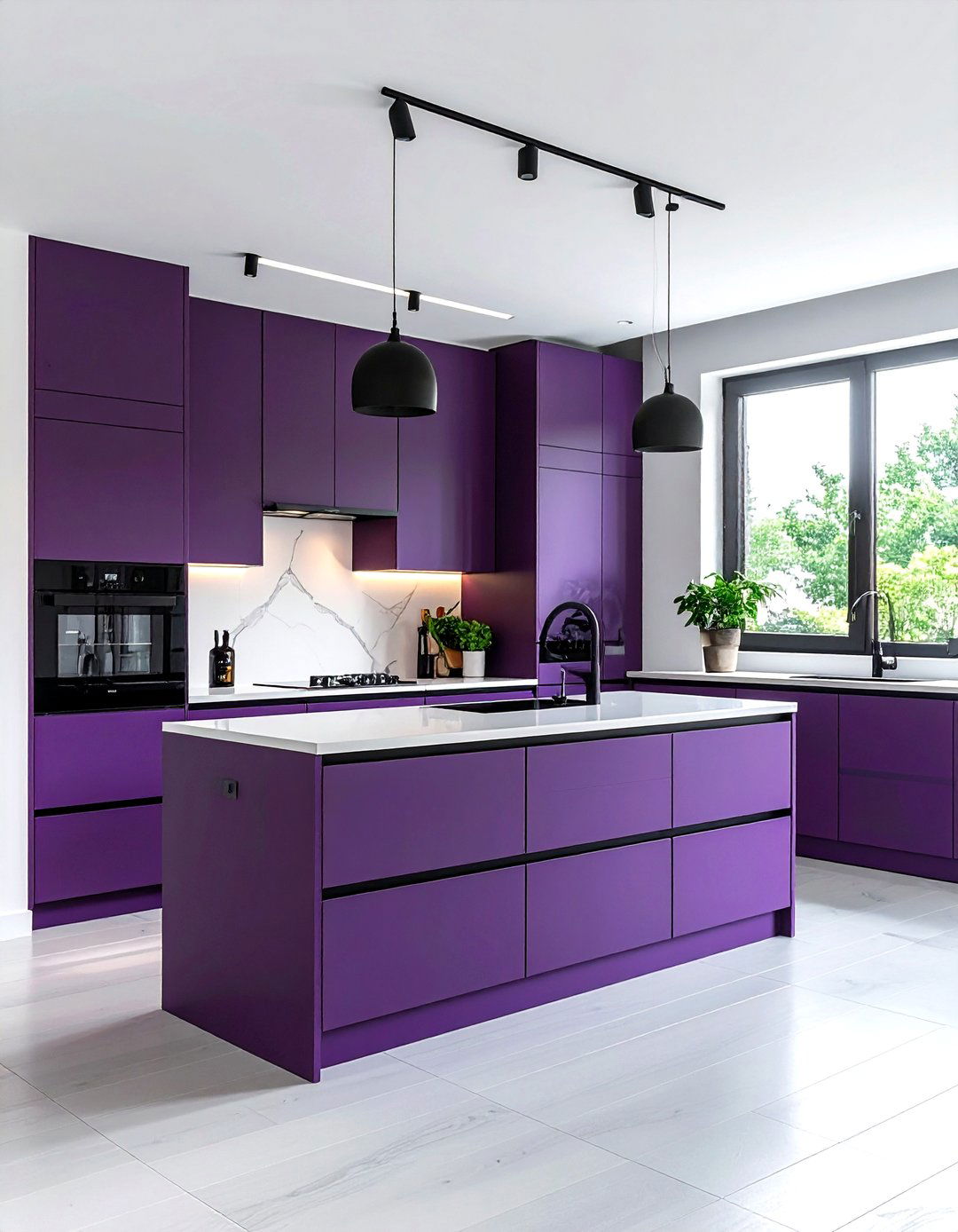 Eggplant kitchen cabinets - 30 purple and white kitchen ideas