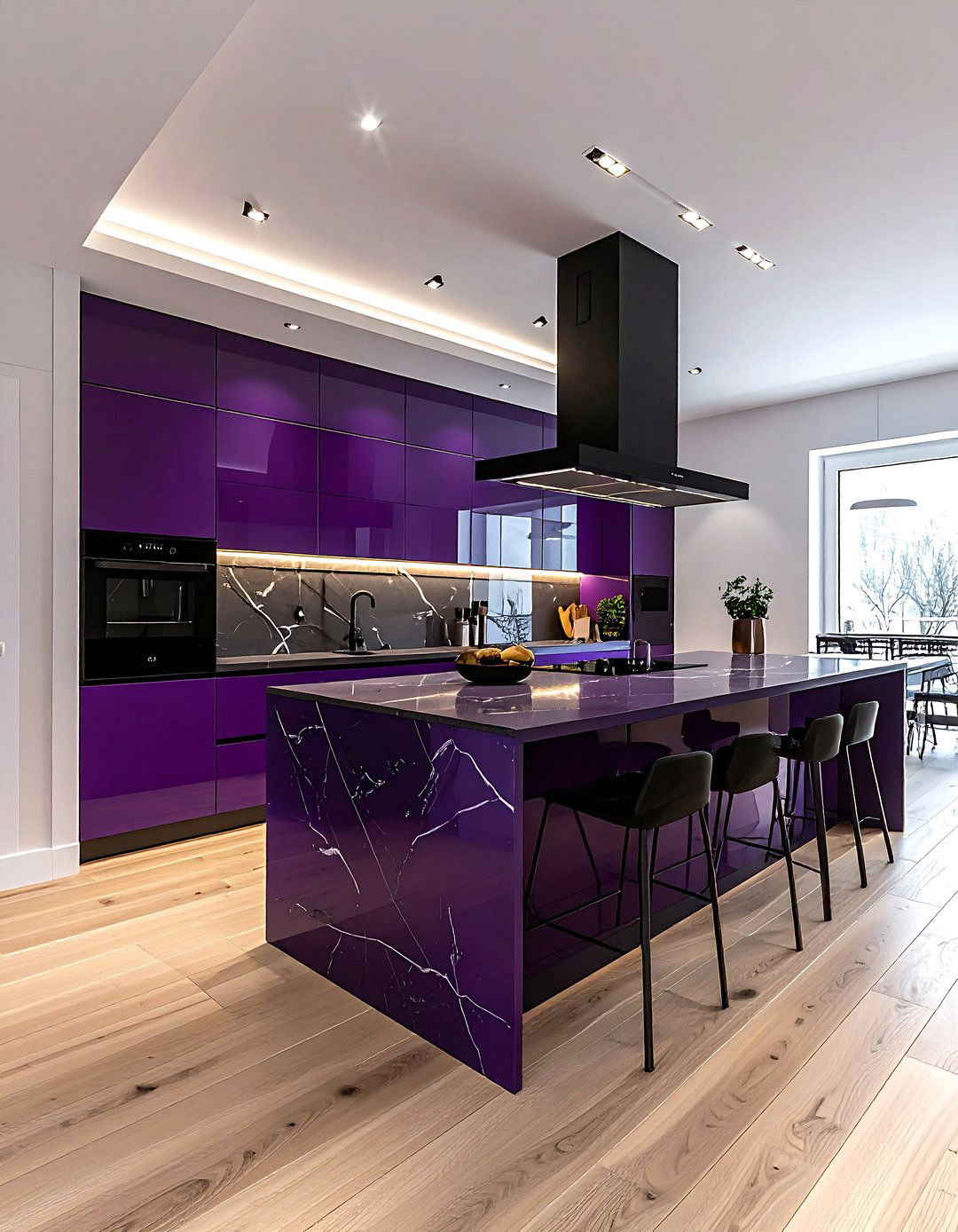 Eggplant kitchen island - 30 purple kitchen color schemes