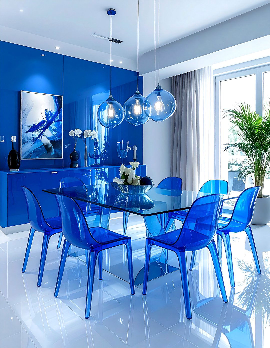 Electric Blue Dining Room - 30 blue dining room design ideas