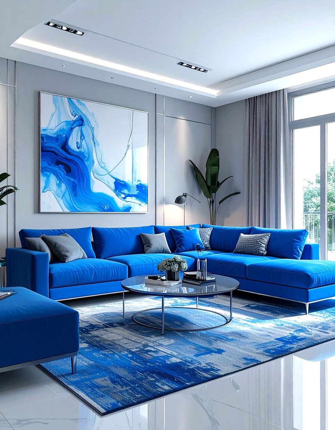 Electric Blue Living Room - 30 blue living room design ideas