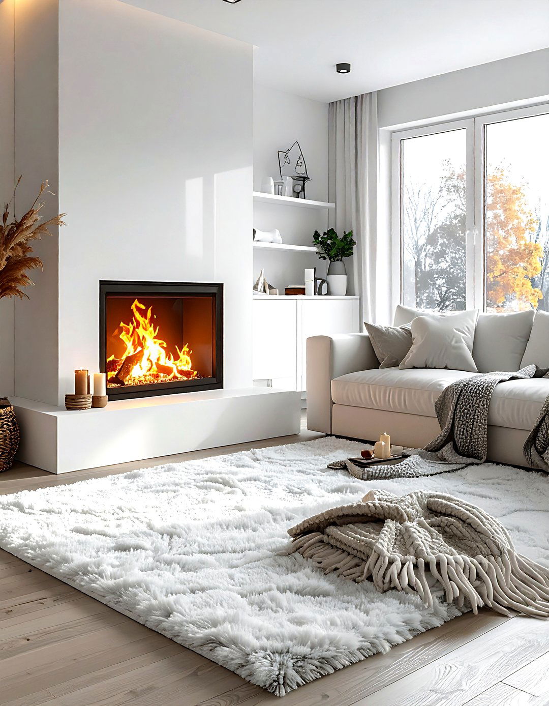 Electric Fireplace - 30 living room ambient lighting ideas