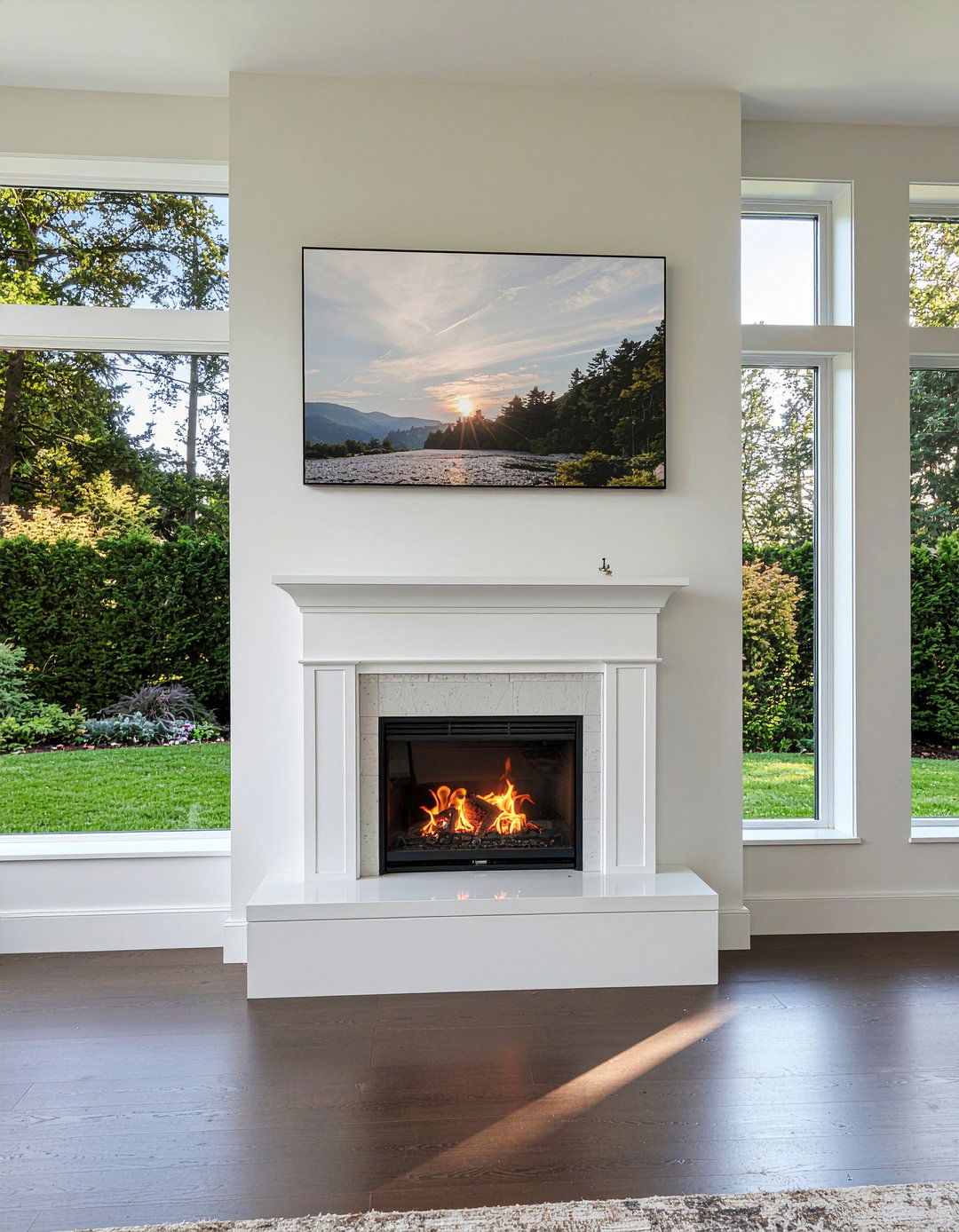 Electric Fireplace Under Window - 30 living room electric fireplace ideas