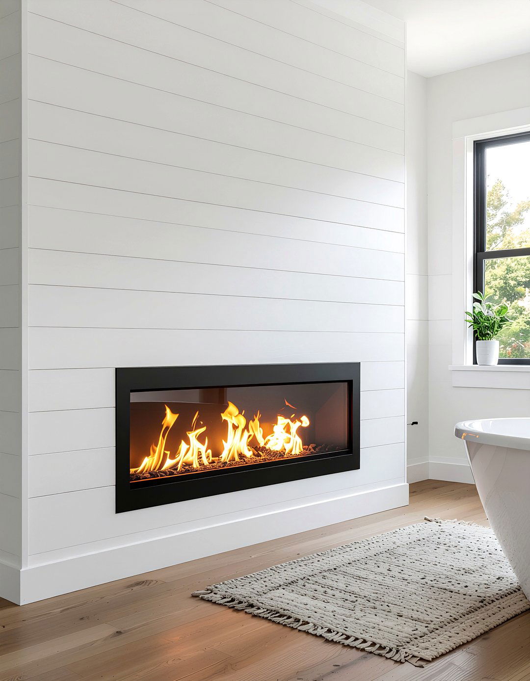 Electric Fireplace - 30 bathroom heating ideas