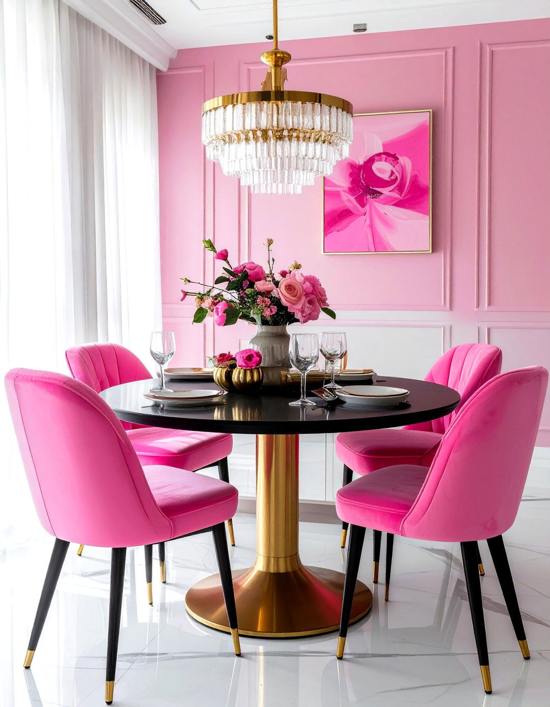 Electric Pink Dining Area - 30 bold color decor ideas